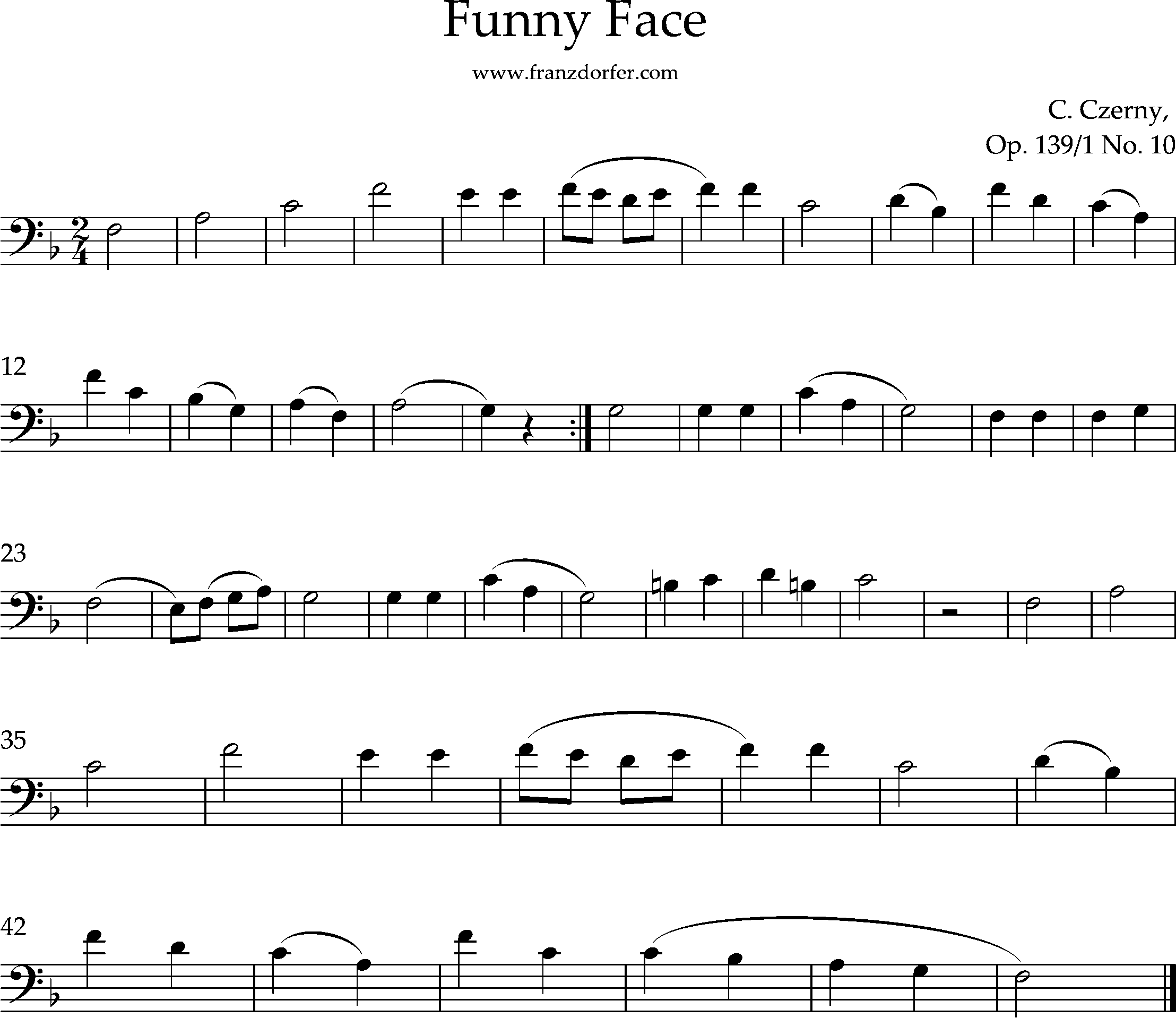 Funny Face- Czerny-op139-10für Posaune-Anfänger